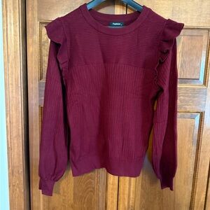Burgundy Ruffle Sweater